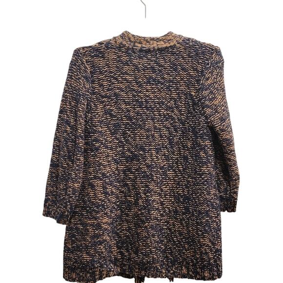 Anthropologie Sparrow Cardigan Sweater Women's Sz M Fringe Crochet Staple Blue - Picture 2 of 12